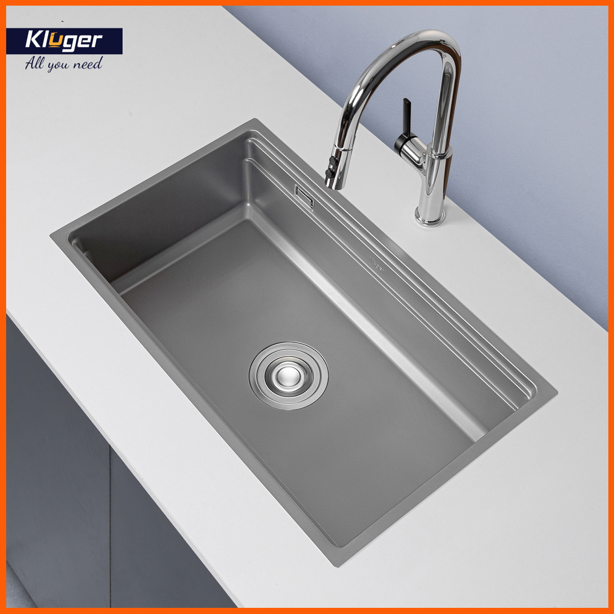 Bề mặt linen phủ nano chống xước, chống bám dầu của chậu Kluger KWU8161FS