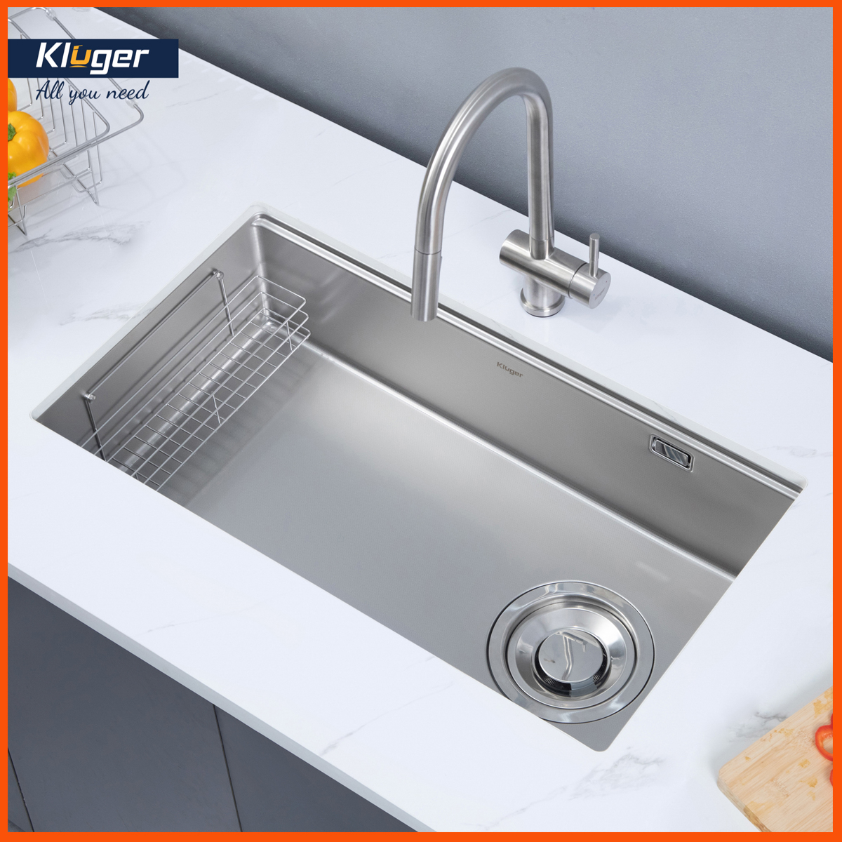 Bề mặt linen chống xước, dễ vệ sinh của chậu rửa bát Kluger KY7545FS