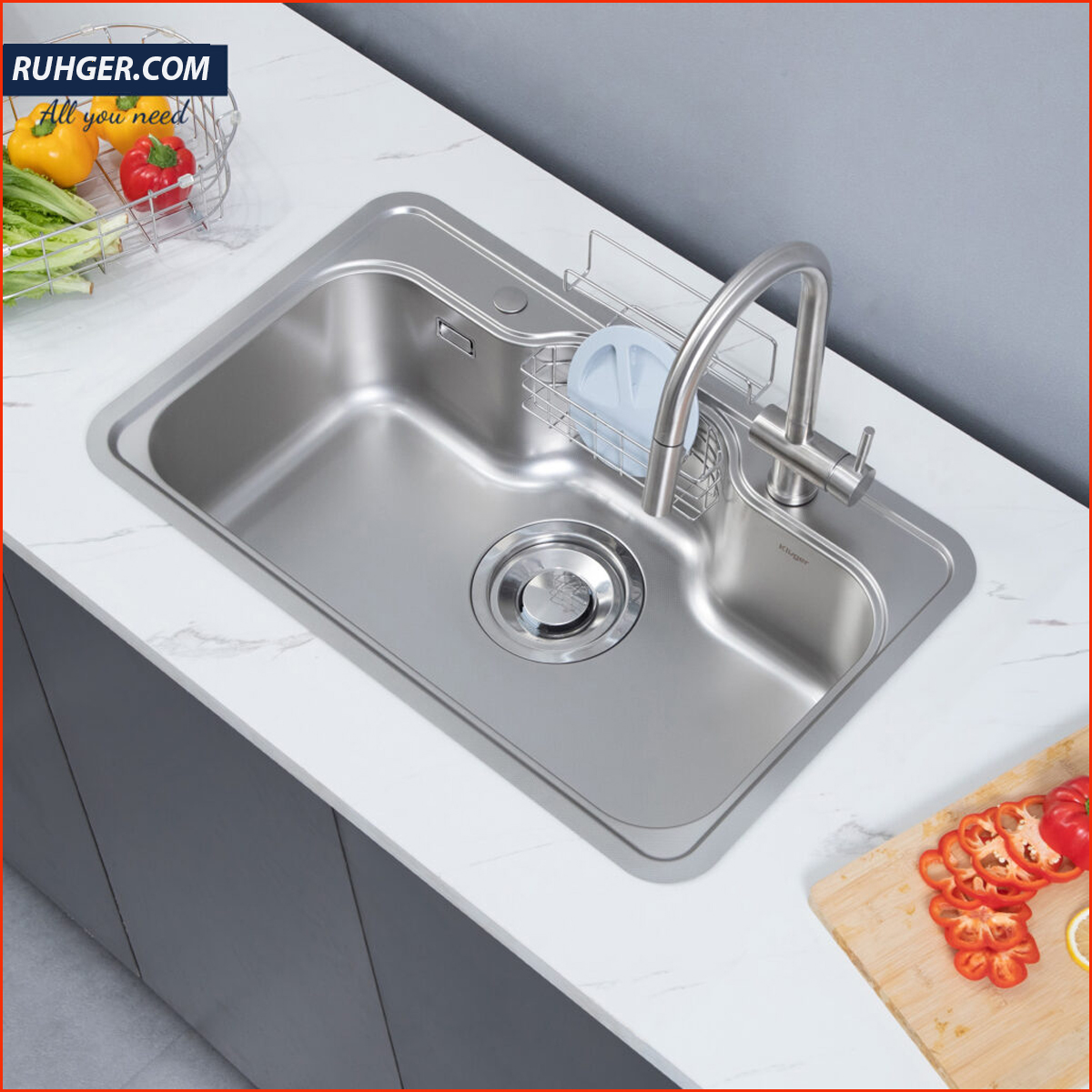  Bề mặt Super LINEN Chậu Rửa Bát Kluger KT8050FS Plus chống xước, dễ vệ sinh của chậu rửa bát Kluger