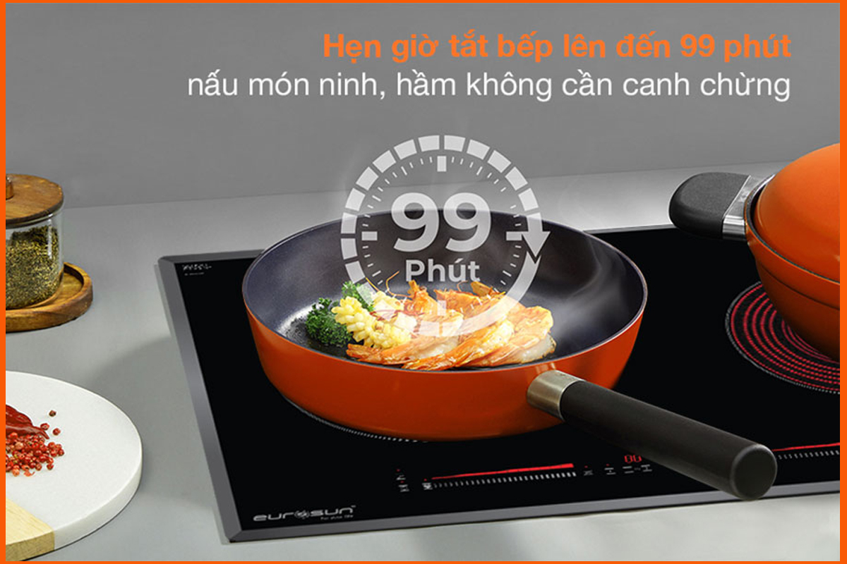 Bếp điện từ Eurosun EU-TE887G chức năng hẹn giờ 