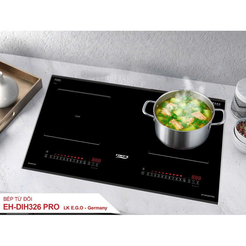Bếp từ Chefs EH-DIH326 PRO với 2 vùng nấu Booster 3000W
