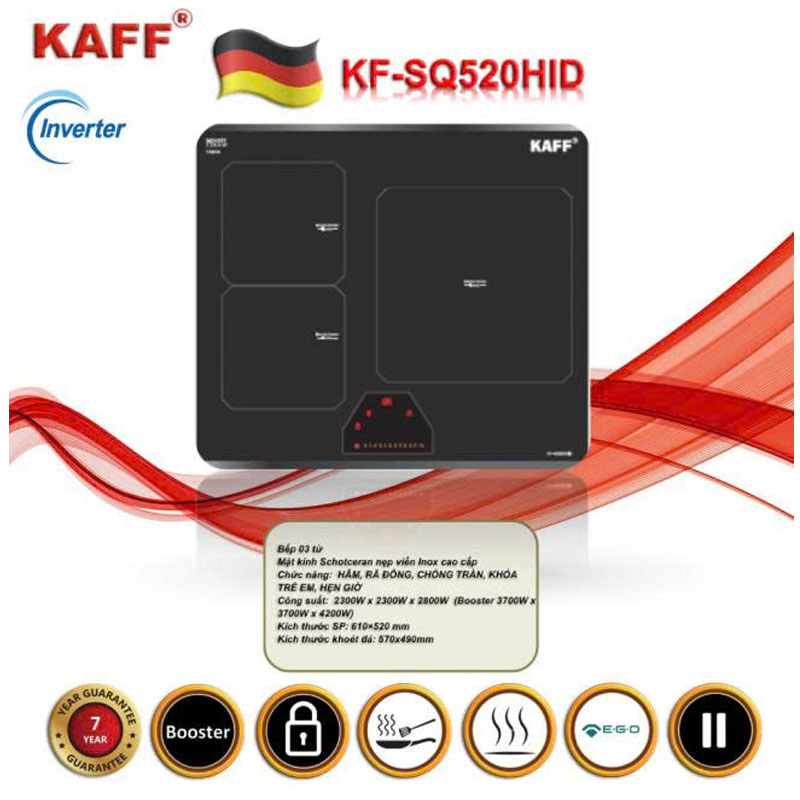 Mặt kính Schott Ceran cao cấp của bếp từ Kaff KF-SQ520HID