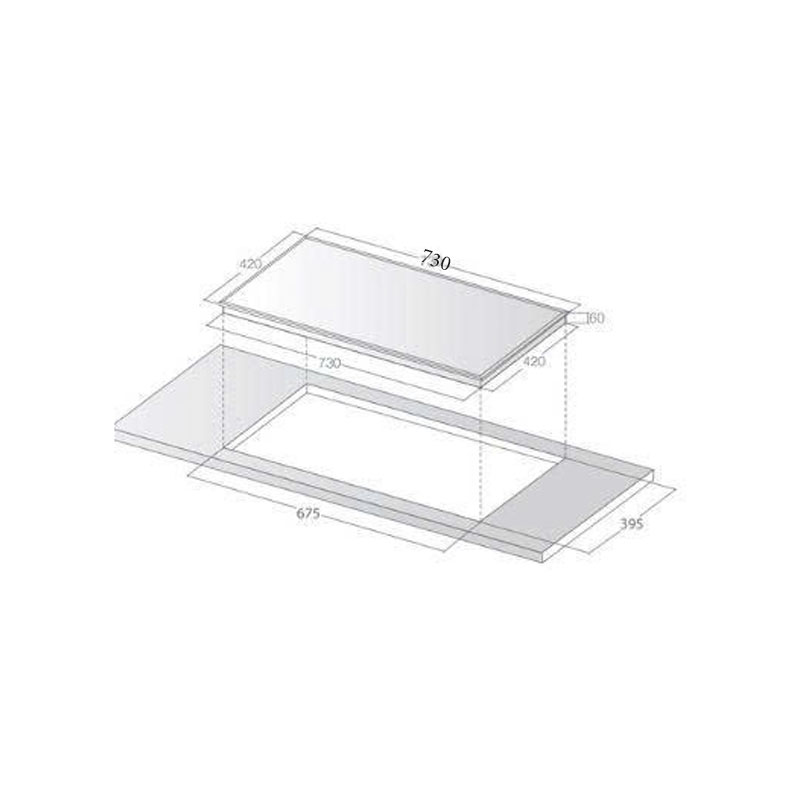 Kích thước lắp đặt bếp từ Lorca TA-1008VN chuẩn 690x390mm