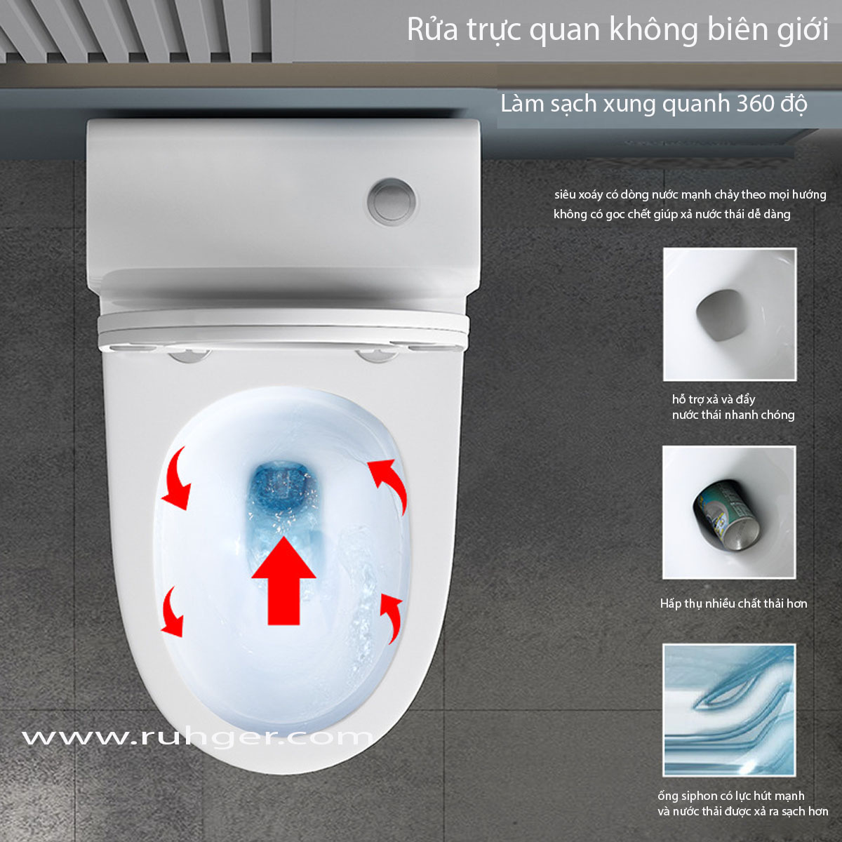 Bệt Liền Khối LK 8342 có hệ thống xả nước mạnh mẽ, tiết kiệm nước tối đa.