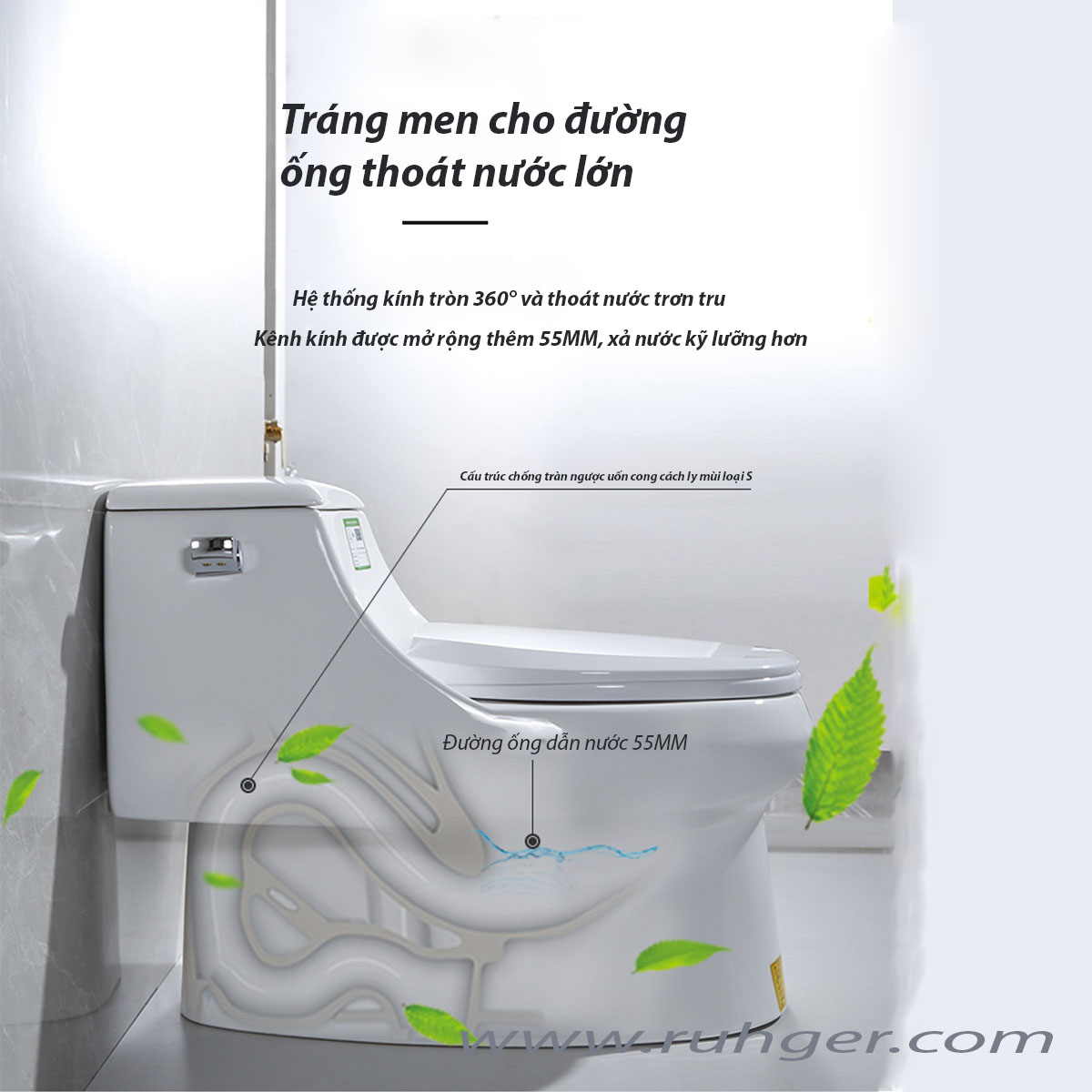  Bồn cầu 1 khối Bello BT945 thiết kế sang trọng , hiện đại , với lớp men nano luôn sáng bóng và chống bám bẩn vượt trội
