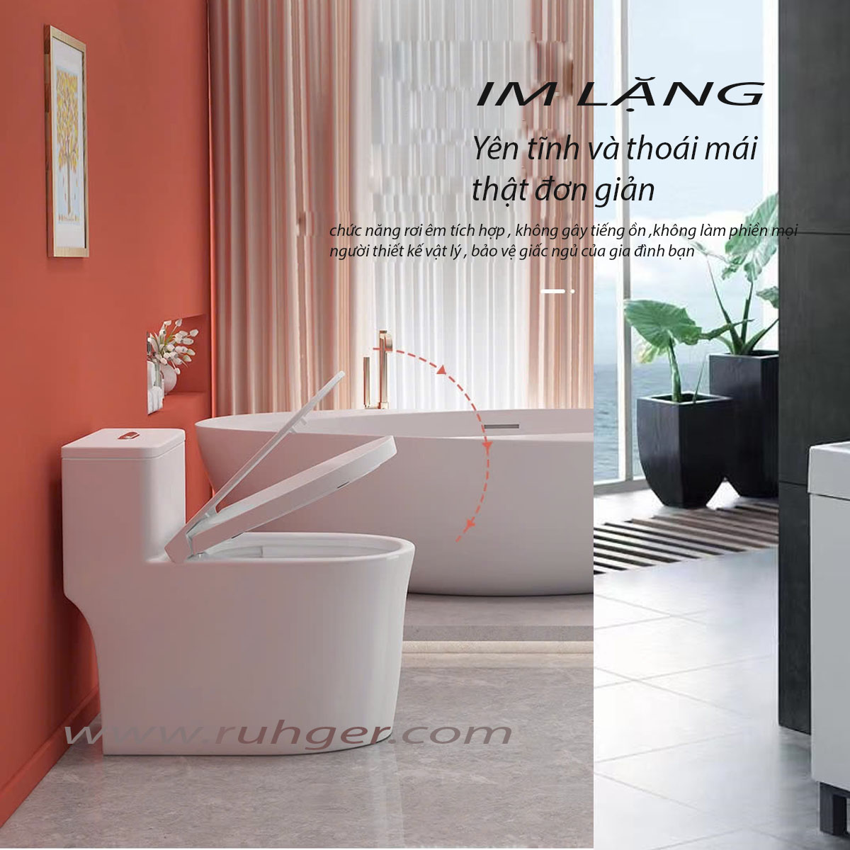 Bồn cầu LK138 nắp rơi êm ái , không làm phiền giấc ngủ của người khác