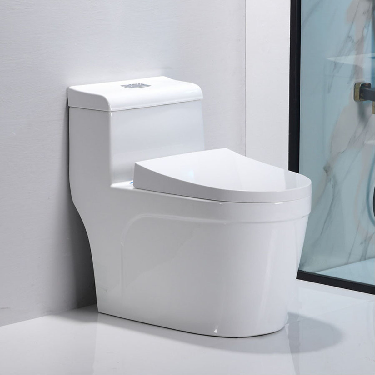Bồn cầu 1 khối men tuyết 038 – Công nghệ xả xoáy 4 chiều, chống bám bẩn, nắp đóng êm