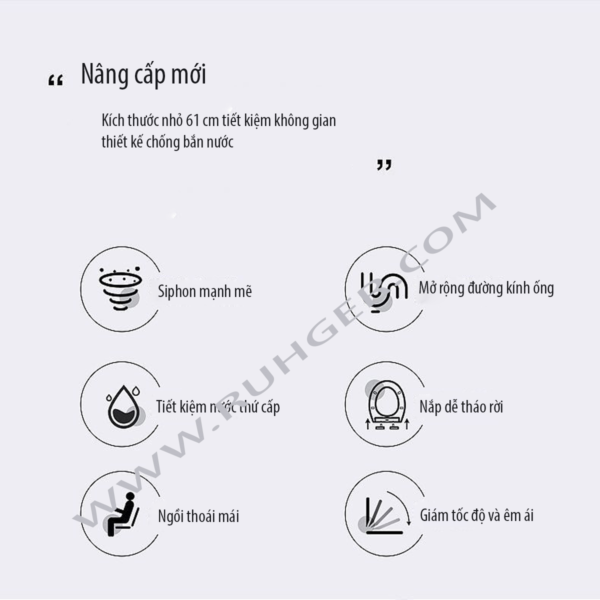 Bồn cầu CR664 thiết kế hiện đại, nhiều tính năng cao cấp