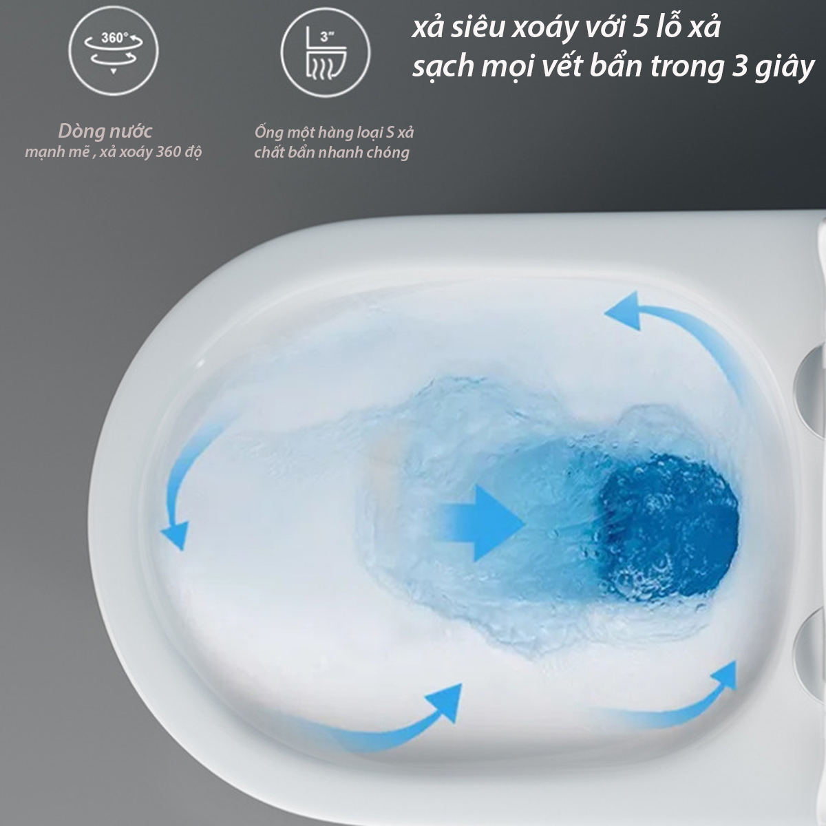  Hệ thống xả nước nhanh chỉ 1,5 giây trên bồn cầu K8097