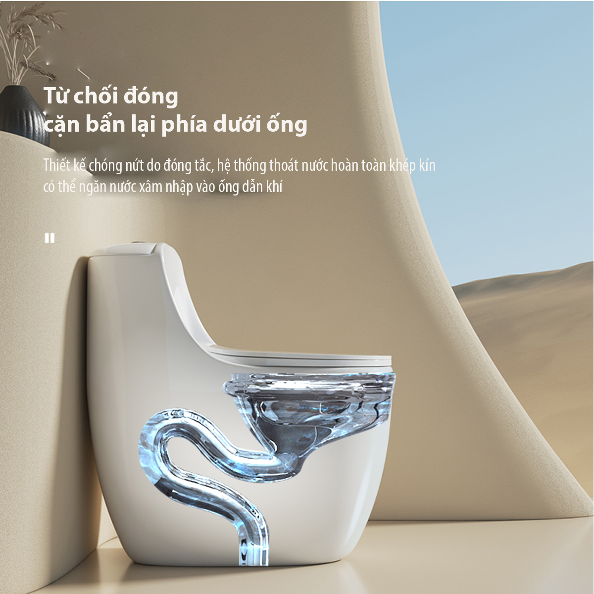 Bồn cầu CR6666 với lớp men nano chống bám bẩn và tráng men đường ống, giúp vệ sinh dễ dàng, giữ bề mặt luôn sạch sẽ