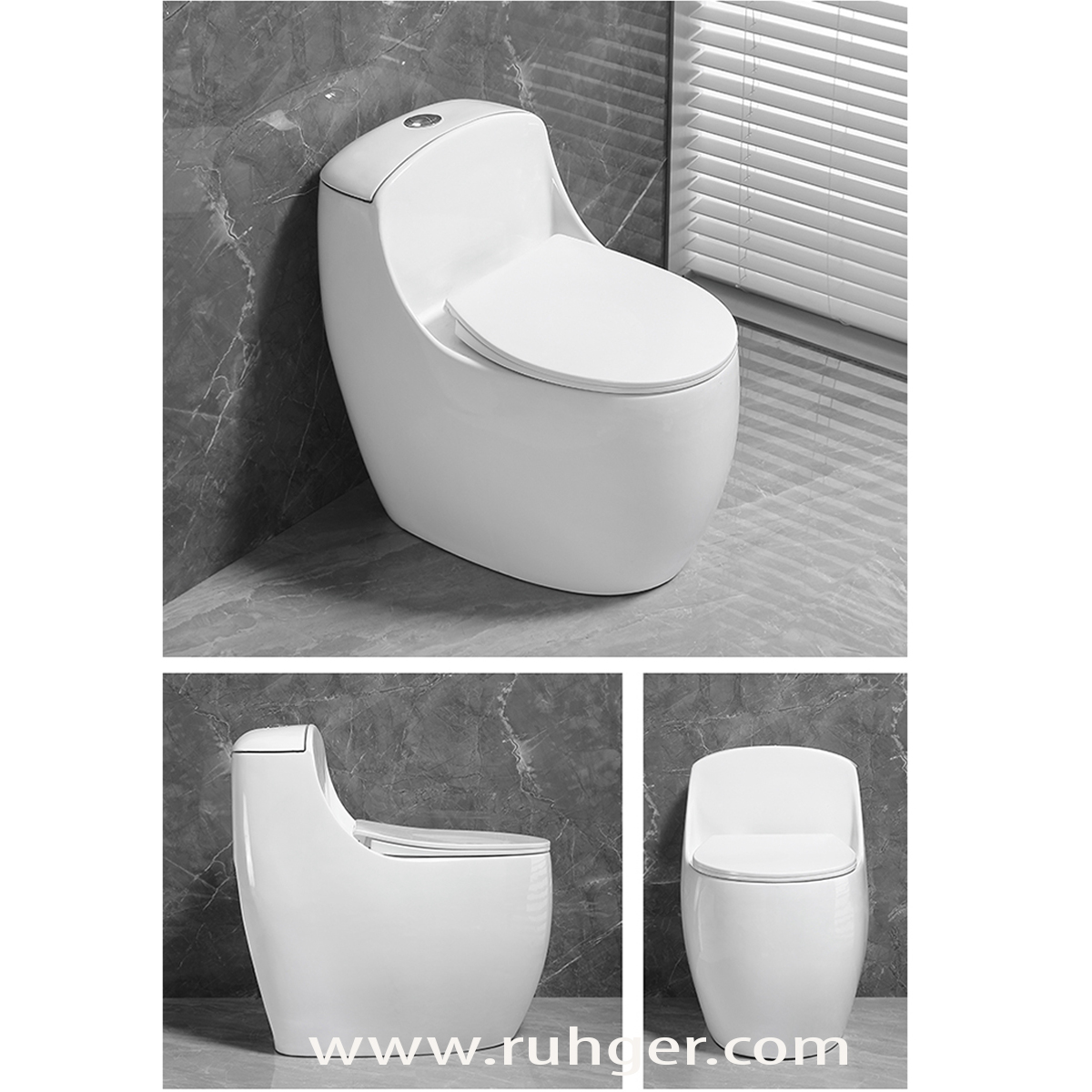 Bồn cầu CR6666 với thiết kế hiện đại, nguyên khối tinh tế, phù hợp với không gian phòng tắm cao cấp