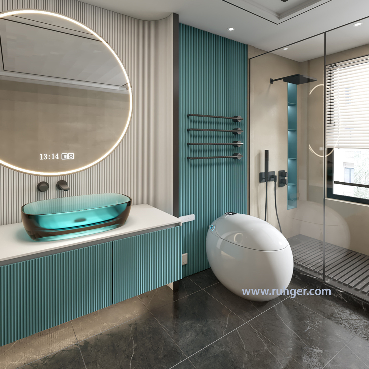 Bồn cầu thông minh SM 098B - Thiết kế trứng sang trọng, tích hợp cảm biến tự động đóng mở