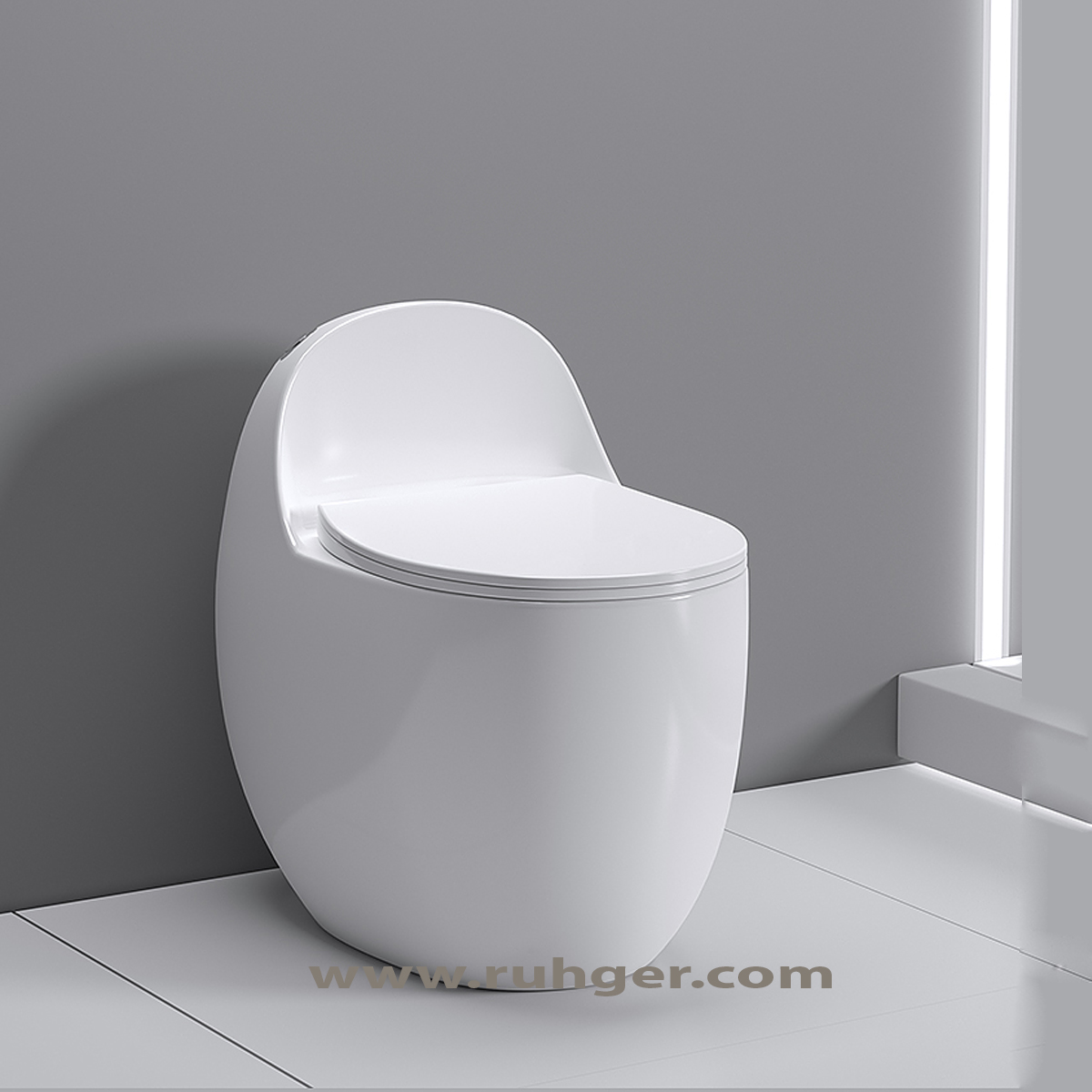 Bồn cầu trứng CR6658 với thiết kế hiện đại, nguyên khối, phù hợp với không gian phòng tắm cao cấp
