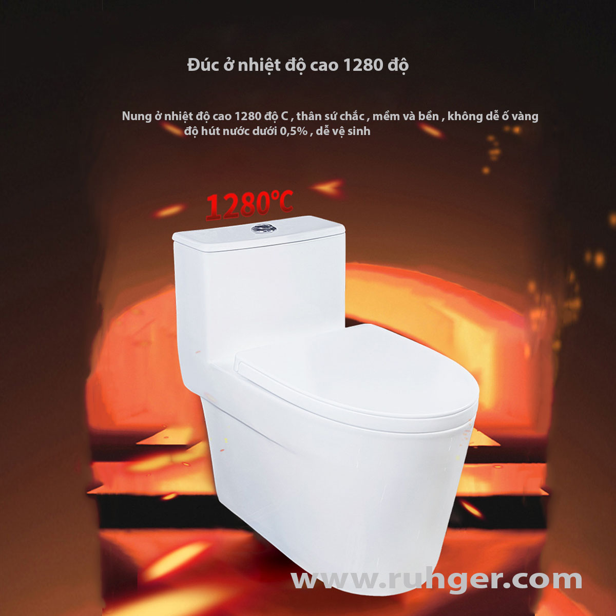 Bề mặt sứ tráng men nano của bệ xí LK128 giúp chống bám bẩn, ngăn vi khuẩn, dễ vệ sinh