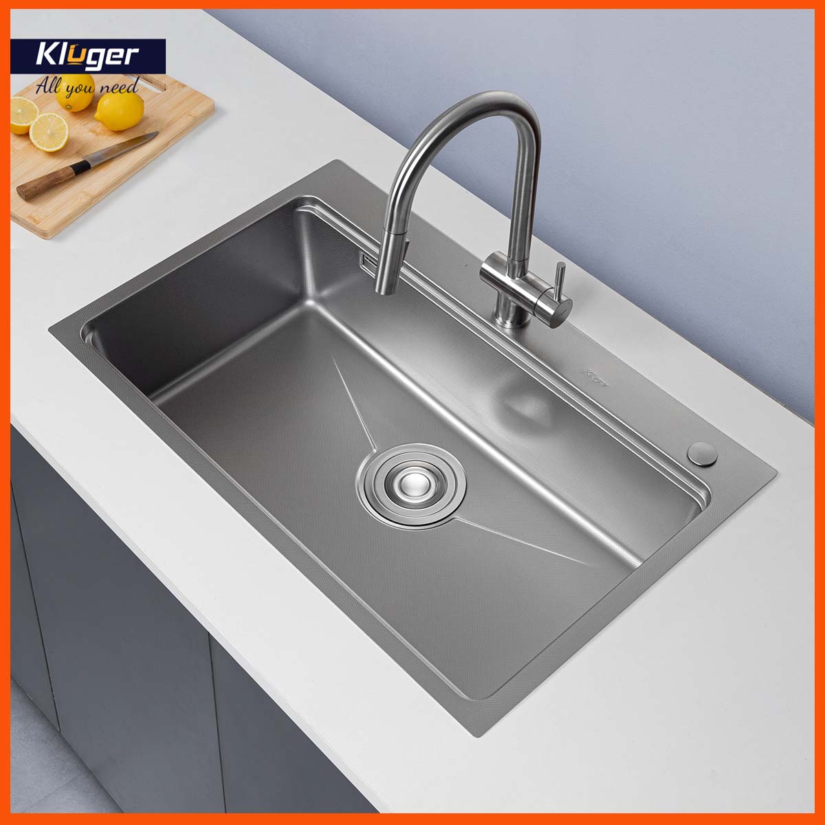 Lòng chậu sâu 1 hố giúp rửa đồ tiện lợi, hạn chế nước bắn ra ngoài