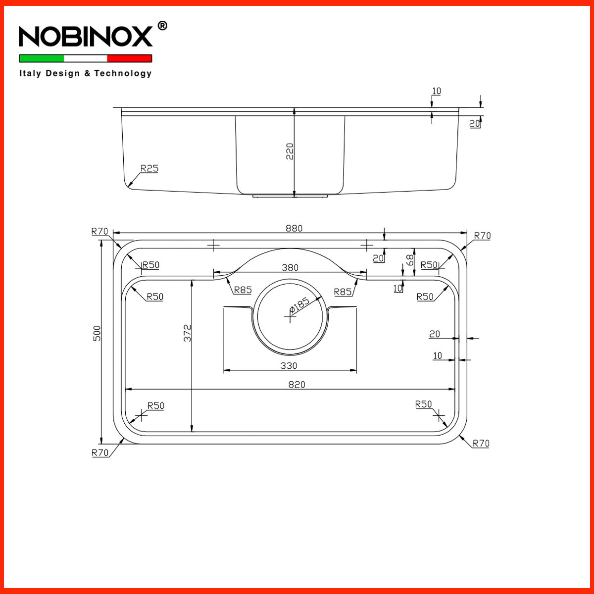 Bản vẽ Chậu Rửa Bát NoBiNox NN995D