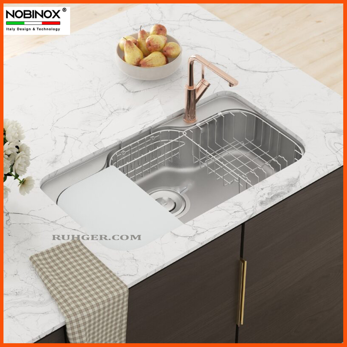 Chậu Rửa Bát NoBiNox NN995D inox 304, thiết kế 2 hố cao cấp