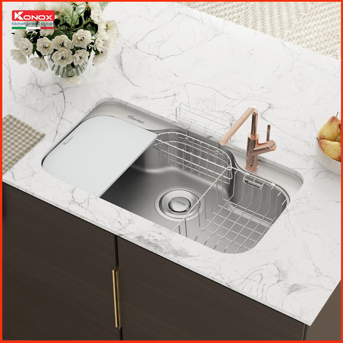 Chậu rửa bát Konox 9051SR tích hợp Workstation Sink tiện lợi cho nhà bếp hiện đại