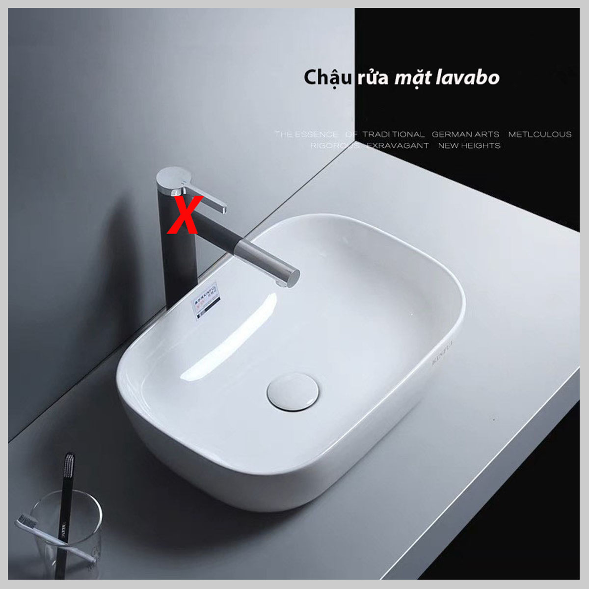  Chậu rửa mặt sứ phủ men nano cao cấp – chống ố, dễ vệ sinh, lòng sâu tiện dụng