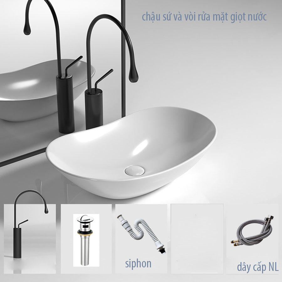Chậu rửa sứ dáng thuyền SKL02 – Công nghệ nano chống bám bẩn, dễ vệ sinh, kiểu dáng tinh tế