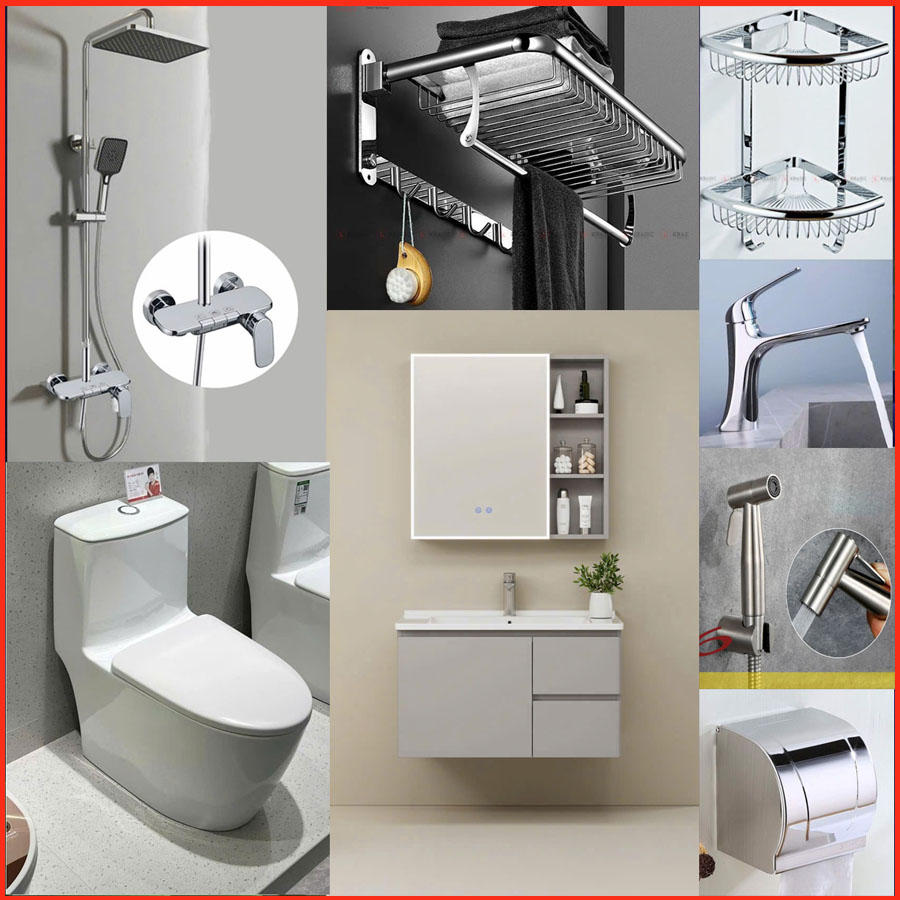 Combo thiết bị vệ sinh phòng tắm CB A68 – Bộ 10 món cao cấp, thiết kế hiện đại, sang trọng , giá ưu đãi nhất