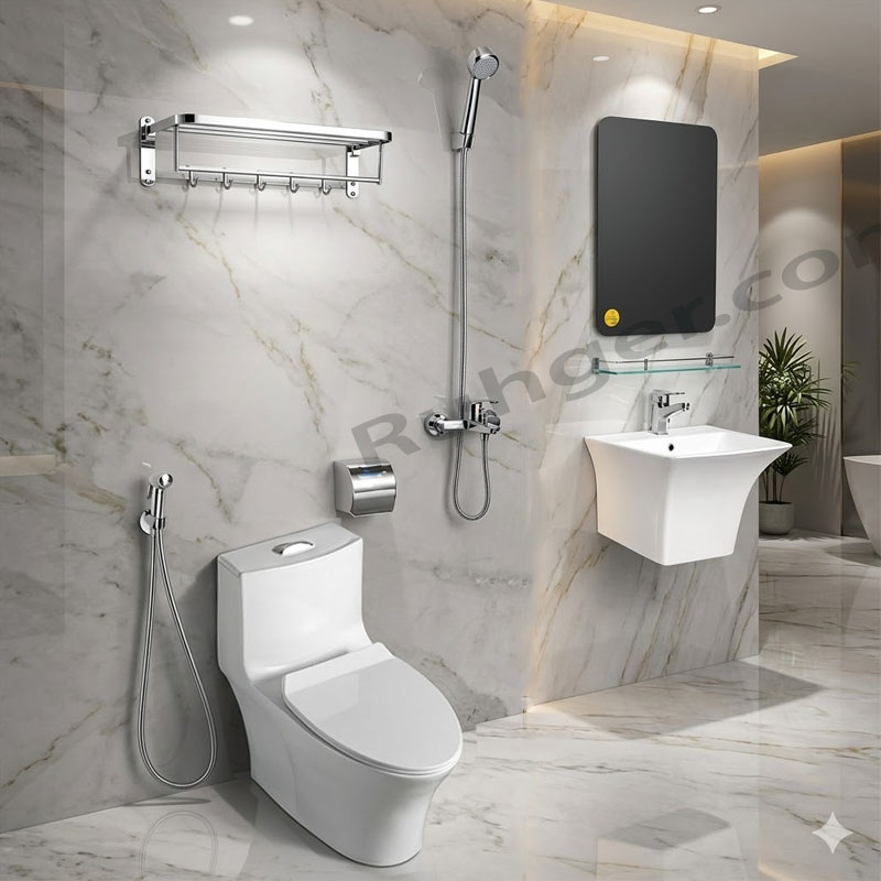 Combo thiết bị vệ sinh nhà tắm CB022 cao cấp trọn bộ 9 món đồng bộ giá rẻ