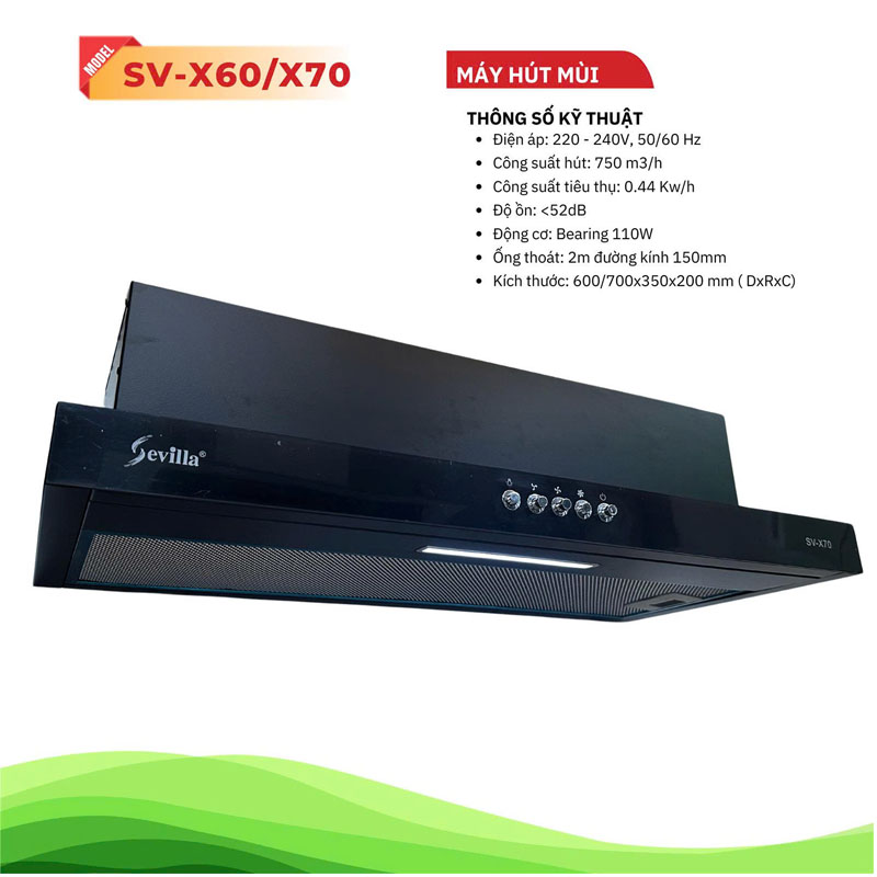 Cận cảnh bảng điều khiển máy hút mùi X70 Sevilla