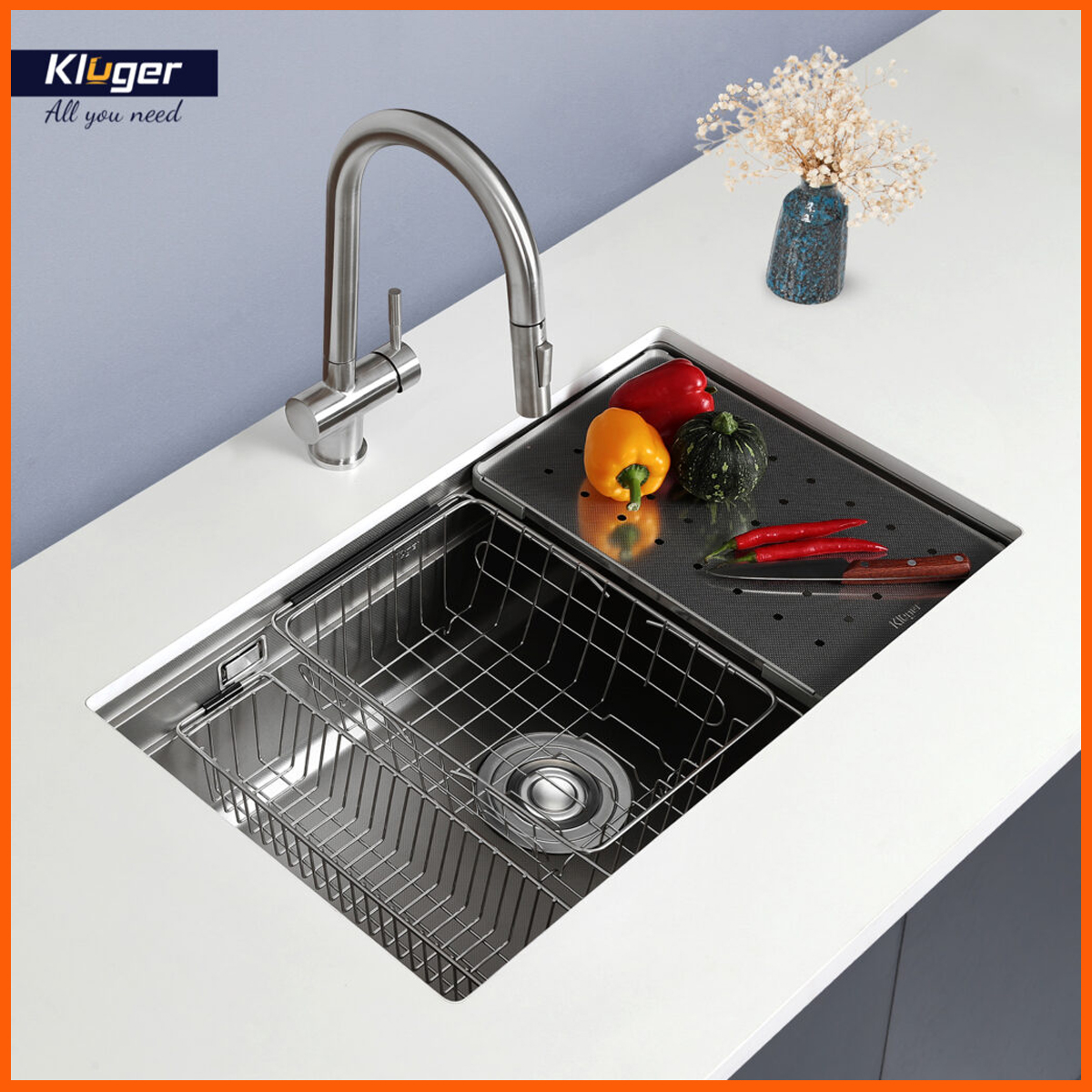 Thiết kế chậu rửa bát Kluger S76 Plus hiện đại, ép khuôn liền khối độ bền vượt trội