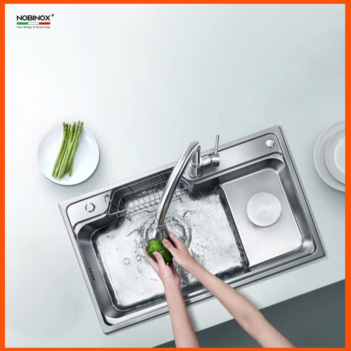 Chất liệu inox 304 AISI 18/10 cao cấp của chậu Nobinox NH905