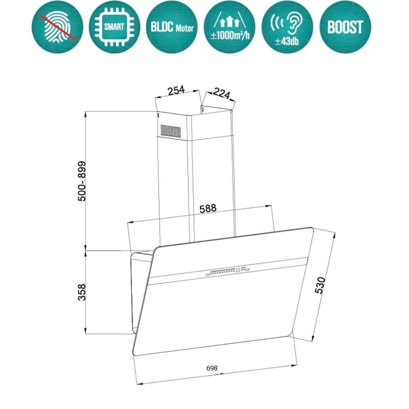 Thông Số Kỹ Thuật Máy hút mùi GrandX GX H70S86G