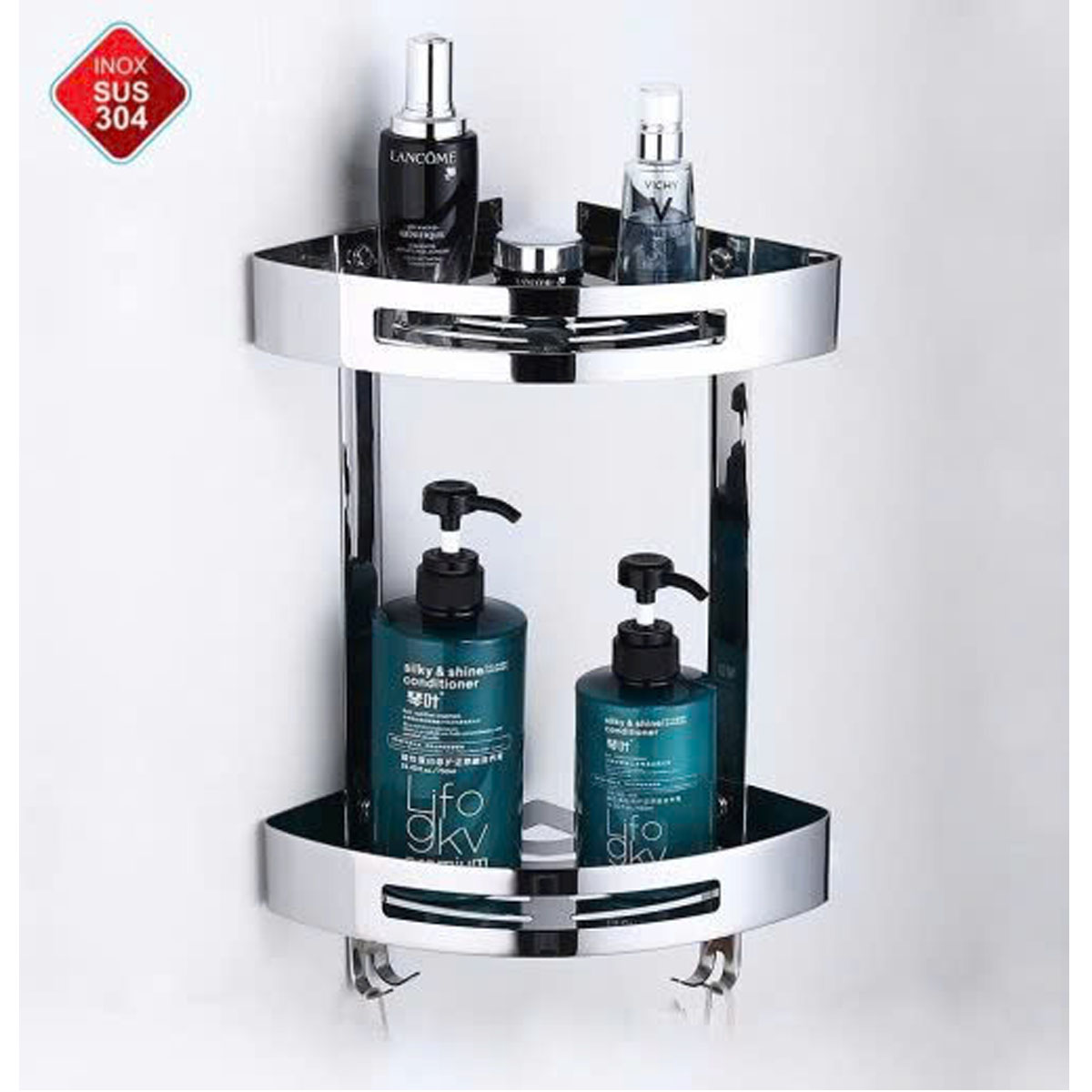 Kệ góc phòng tắm CB19 inox 304, chống gỉ, thiết kế tiết kiệm không gian