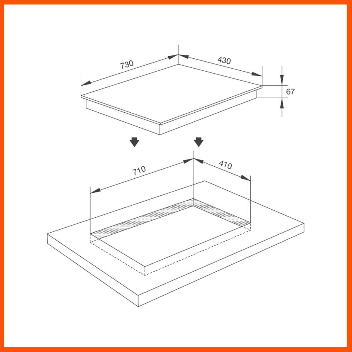 Kích thước lắp đặt âm chuẩn cho bếp điện Malloca MR 732