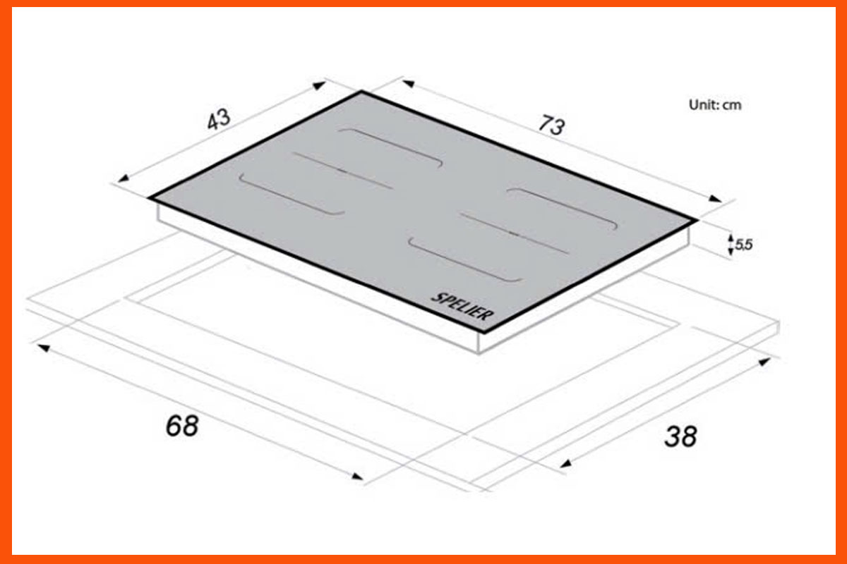 Kích thước lắp đặt bếp từ đôi SPELIER SPM T100 WS chuẩn âm bàn