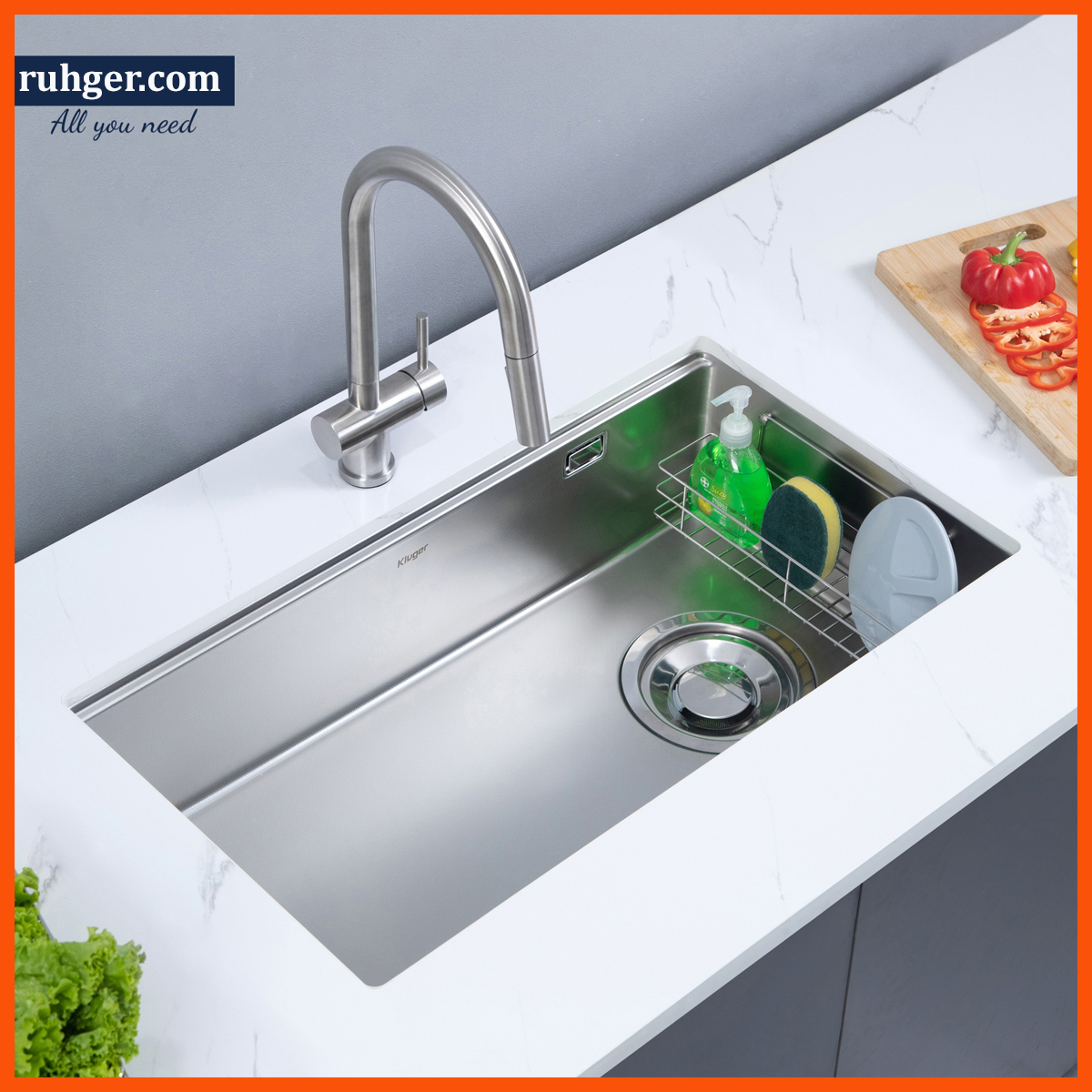 Chậu rửa bát Kluger KY8045FS – S80 Plus lắp đặt thực tế trong không gian bếp hiện đại