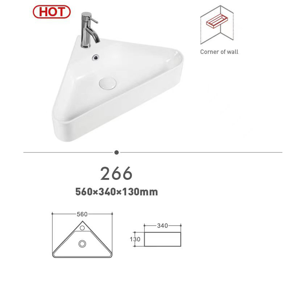Bản Vẽ  Lavabo góc KRASIC K-266 treo tường 