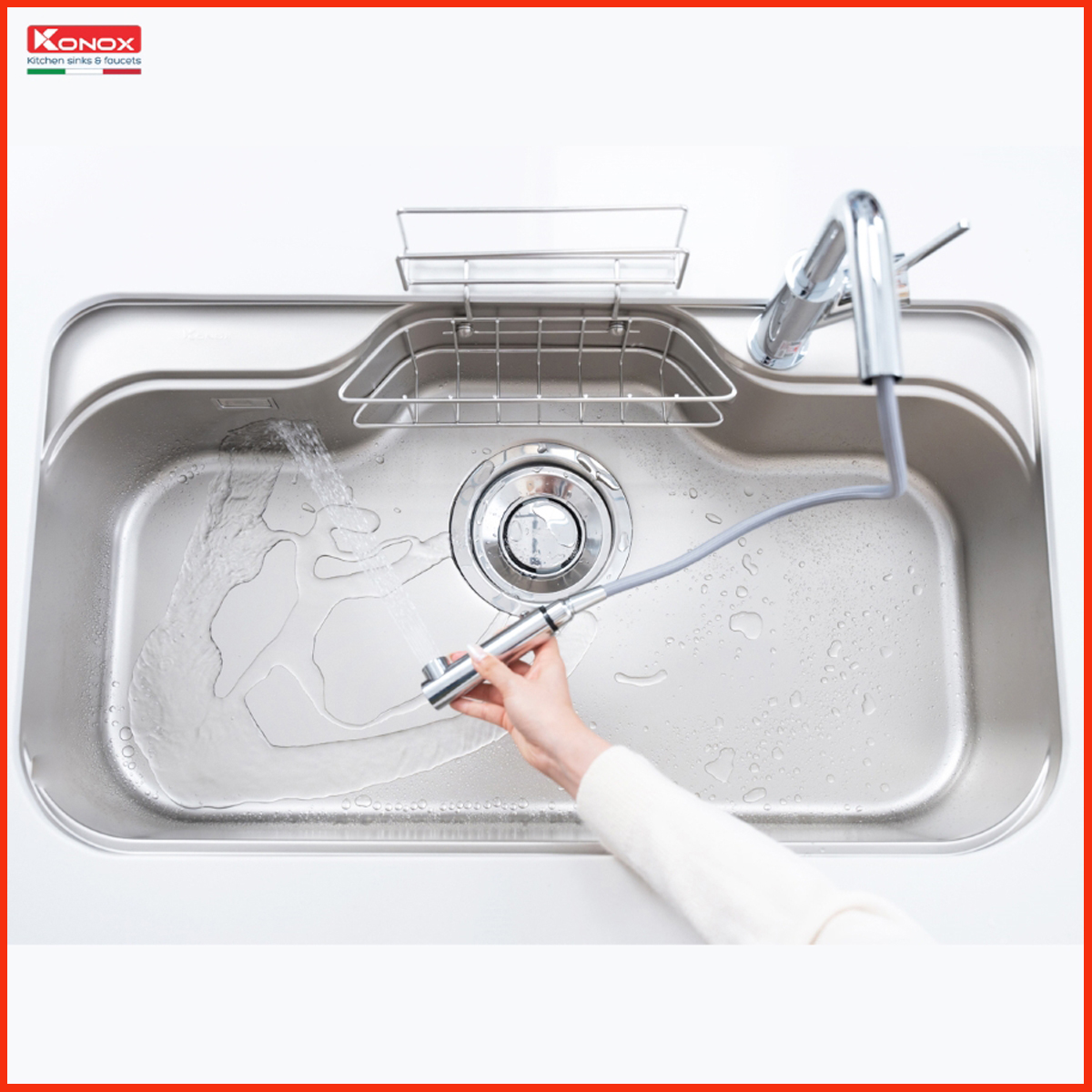 Chậu rửa Konox TARI 9051SR lắp âm bàn, lòng chậu sâu, bo góc dễ vệ sinh