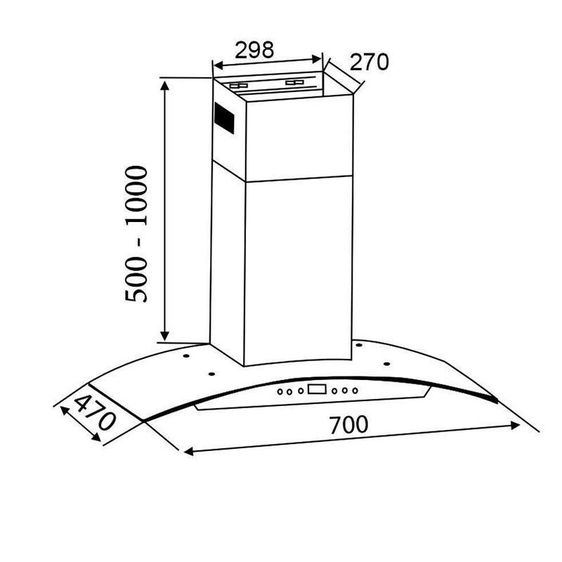 Thông số kỹ thuật Máy hút mùi kính cong Canzy CZ-NK270C