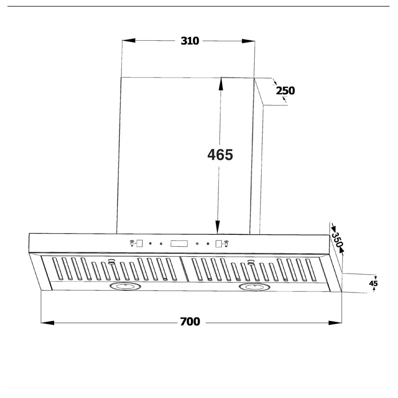Máy hút mùi Chef’s EH R908E3T kích thước 70cm lắp vừa tủ bếp hiện đại
