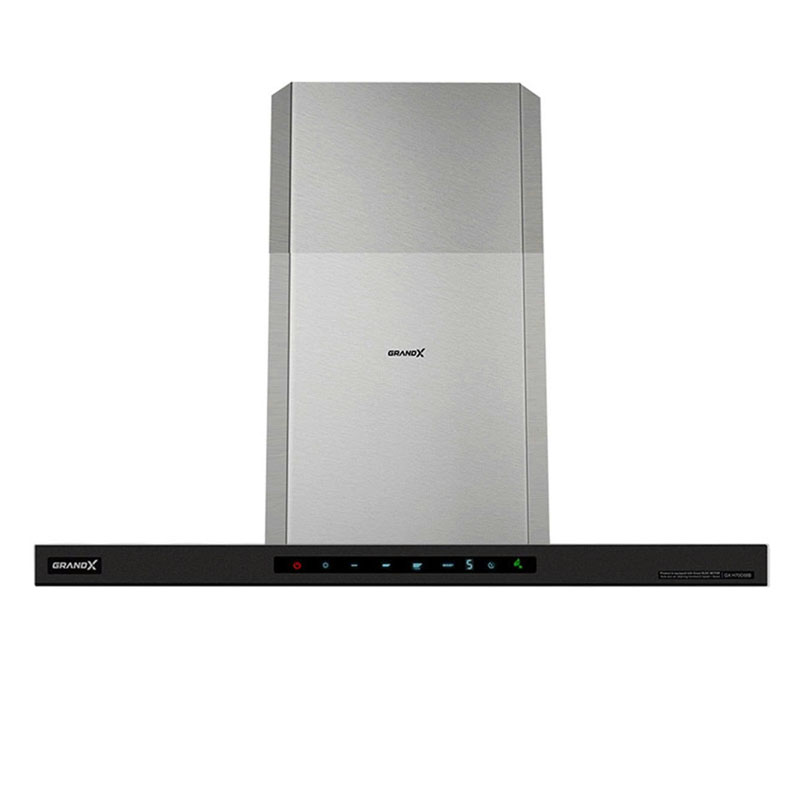 Máy hút mùi áp tường GrandX GX H90C68B thiết kế kính phẳng sang trọng, phong cách Châu Âu.
