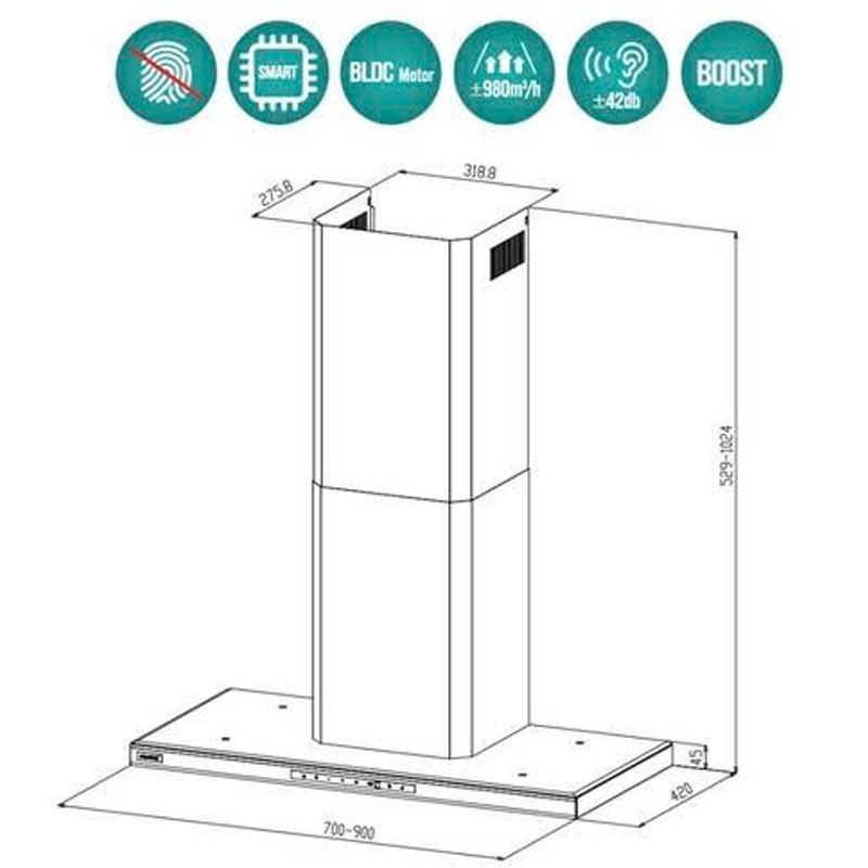 THÔNG SỐ KỸ THUẬT – Máy Hút Mùi GrandX GX H90C69G