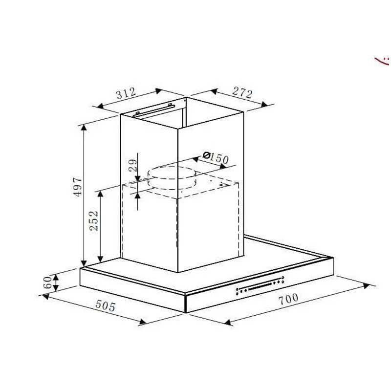 Thông số kỹ thuật Máy hút mùi Hafele HC-W705B 533.87.377