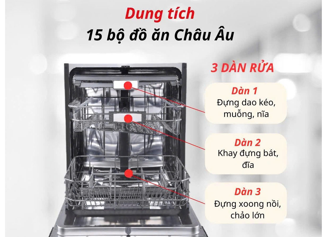 Máy rửa bát Hafele HDW-F60G dung tích 12 bộ chén đĩa