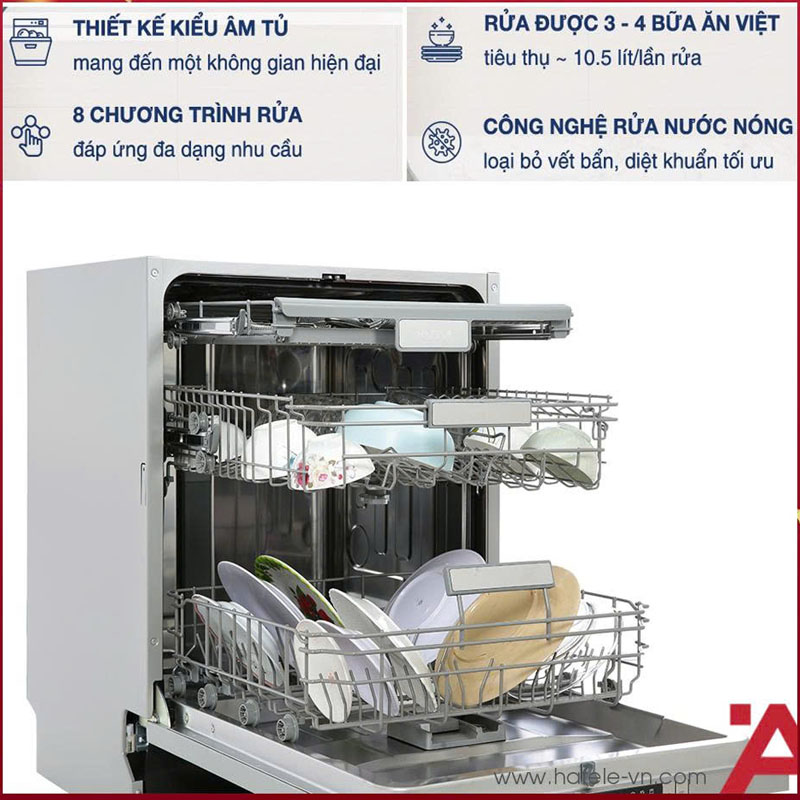 Máy rửa chén Hafele HDW-FI60AB 538.21.330 với 8 chương trình rửa thông minh