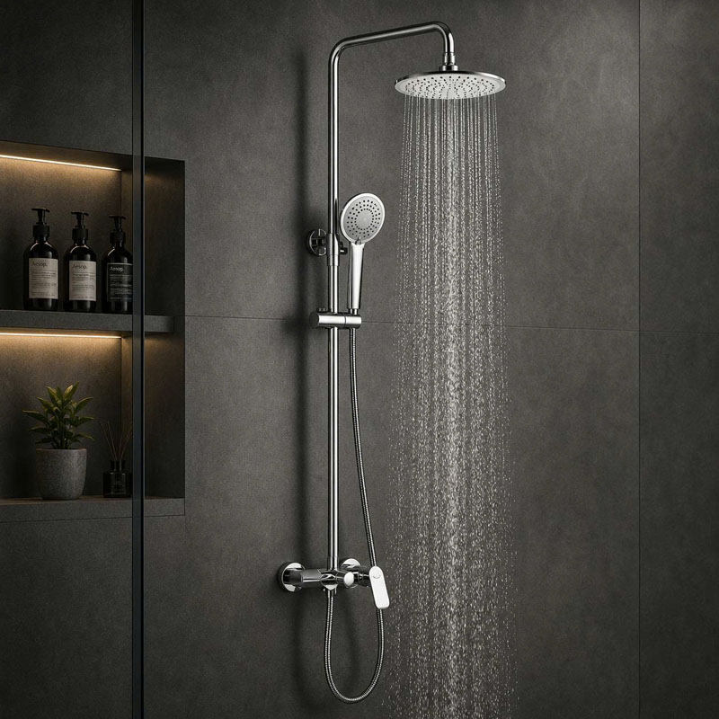 Sen cây tắm đứng nóng lạnh chất liệu đồng cao cấp mạ Chrome đa lớp sáng bóng