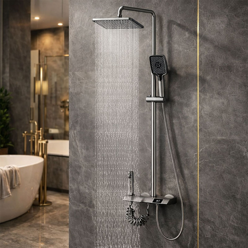 Sen cây tắm nóng lạnh 265K mạ Titan xám cao cấp van Ceramic chịu nhiệt