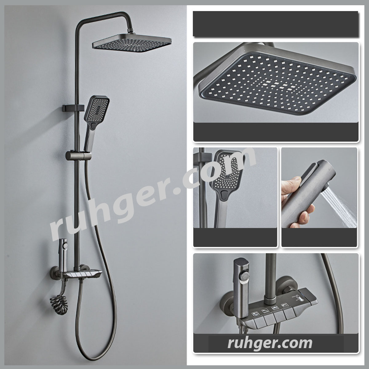 Sen tắm nóng lạnh CB89 màu xám mạ tĩnh điện – dòng nước mạnh, thiết kế sang trọng