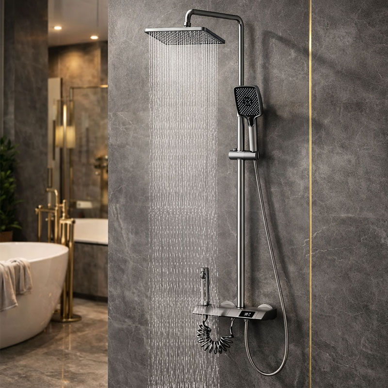 Sen tắm nóng lạnh thiết kế nút nhấn phím đàn màu xám Gray sang trọng hiện đại