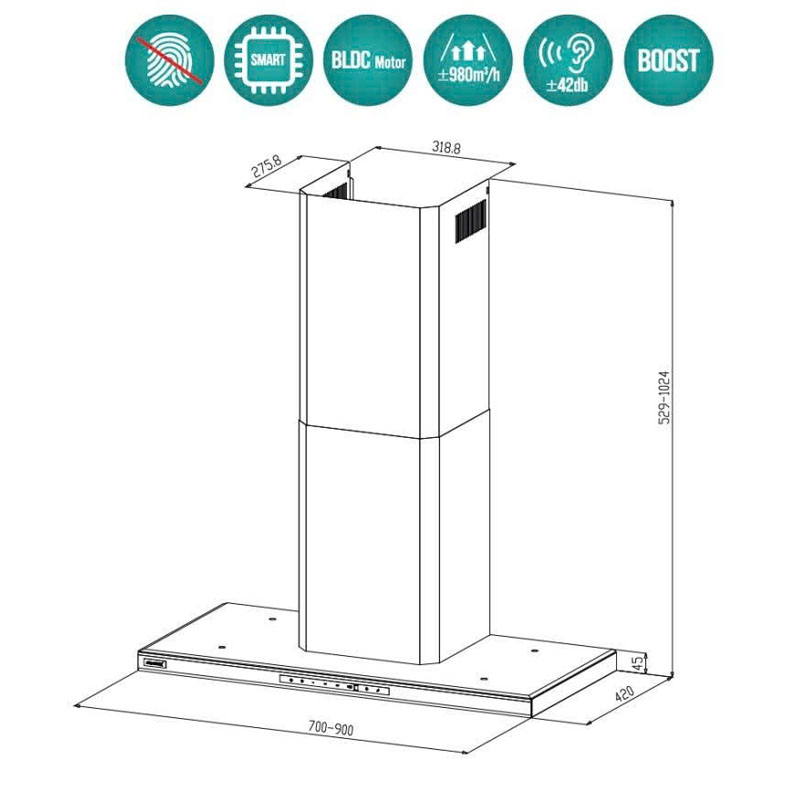 Thông Số Kỹ Thuật Máy hút mùi GrandX GX H70C69G