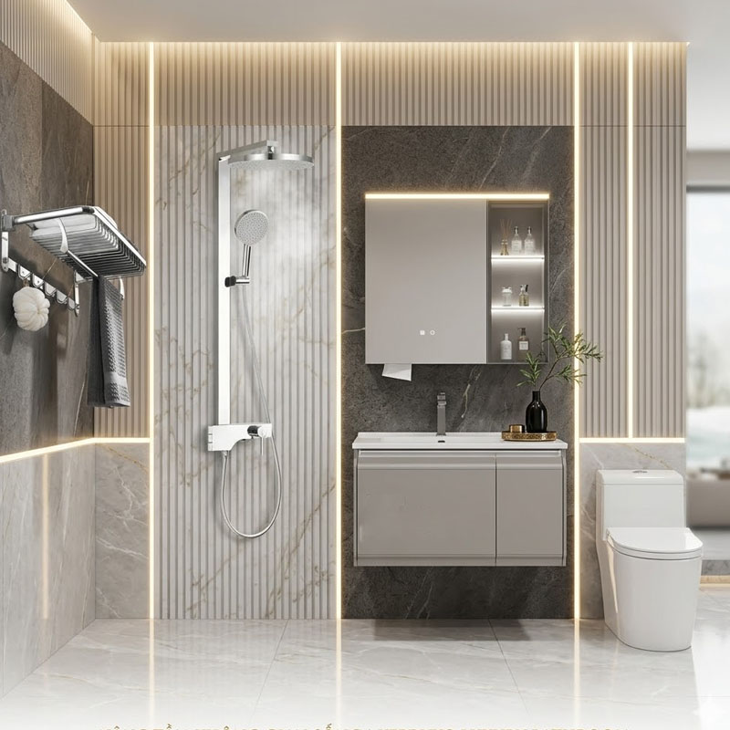 Trọn bộ combo thiết bị vệ sinh phòng tắm CB018VIP cao cấp 8 món sang trọng