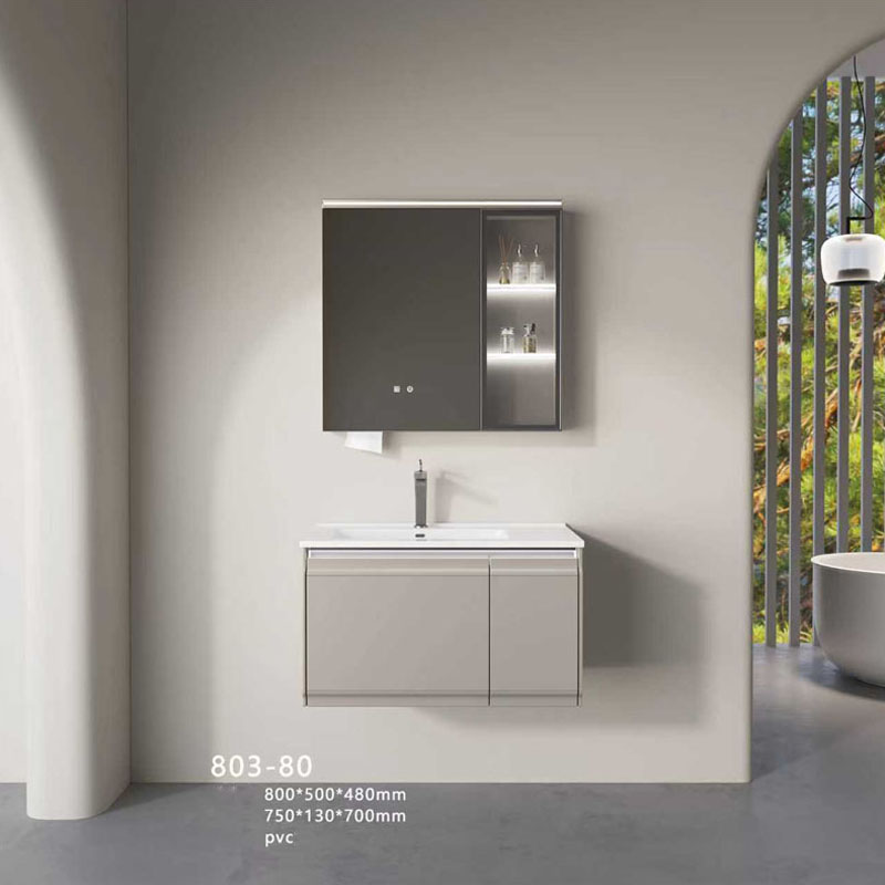 Bộ tủ chậu lavabo chất liệu nhựa PVC nguyên sinh chống nước 100% mặt chậu sứ Nano